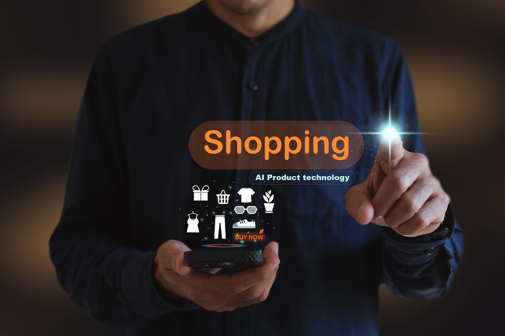 voice commerce image recognition technology Ai commerce image recognition technology Applications buy things online final sale offer details flash sale banner template design web social media shopping online Hand UI User interface programmer Ai